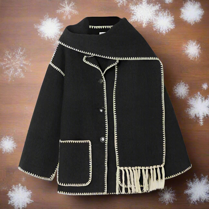 Elspeth | Women's Fringe Trim Shawl Collar Coat
