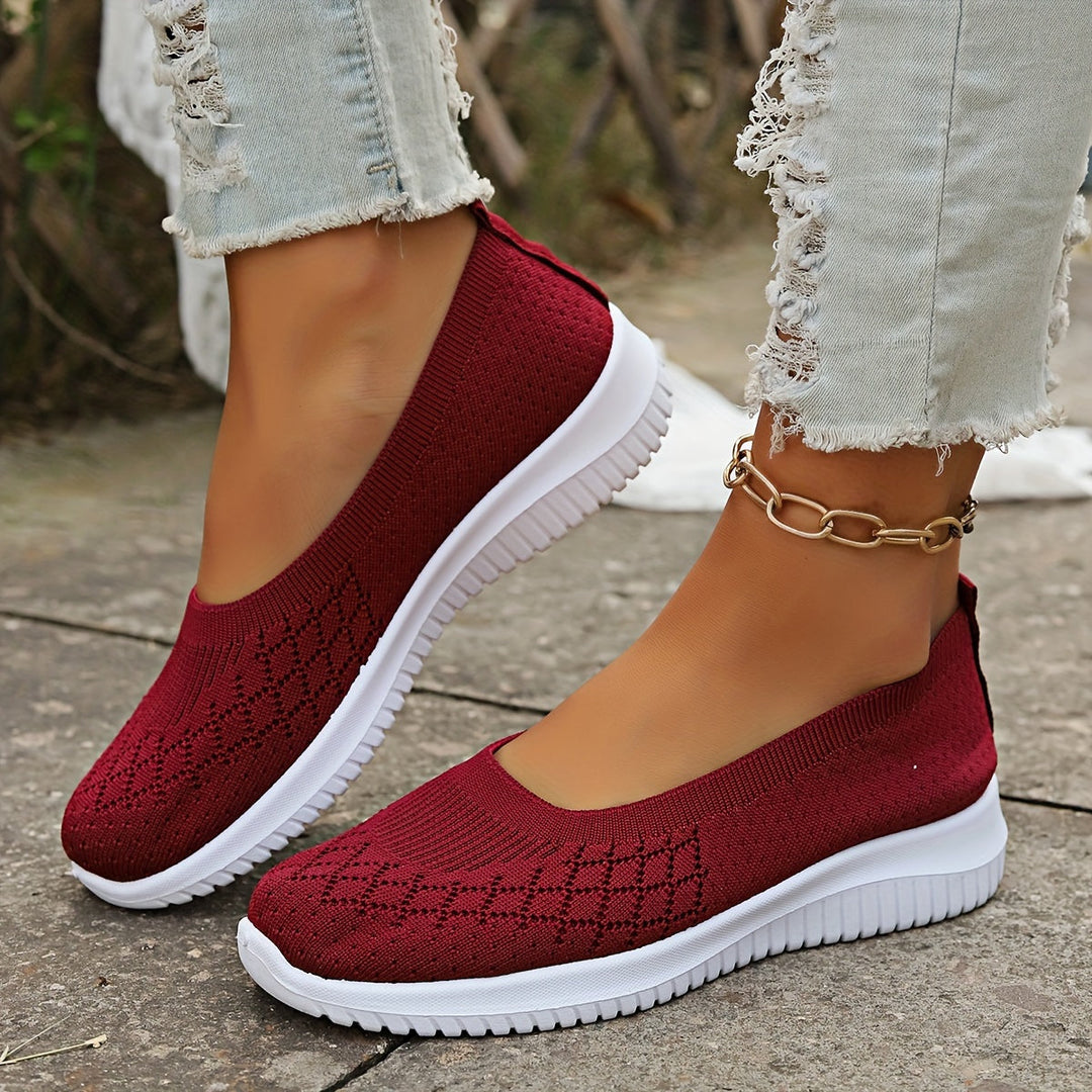 Women's Orthopedic Slip On Sneakers Knit Upper Round Toe