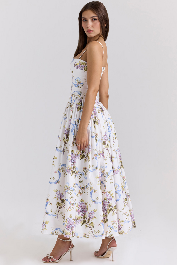 Women's Floral Pleated Maxi Dress