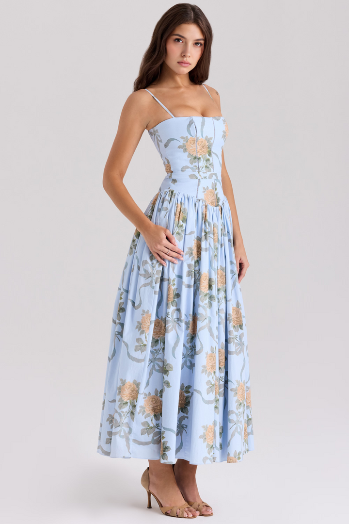 Women's Floral Pleated Maxi Dress
