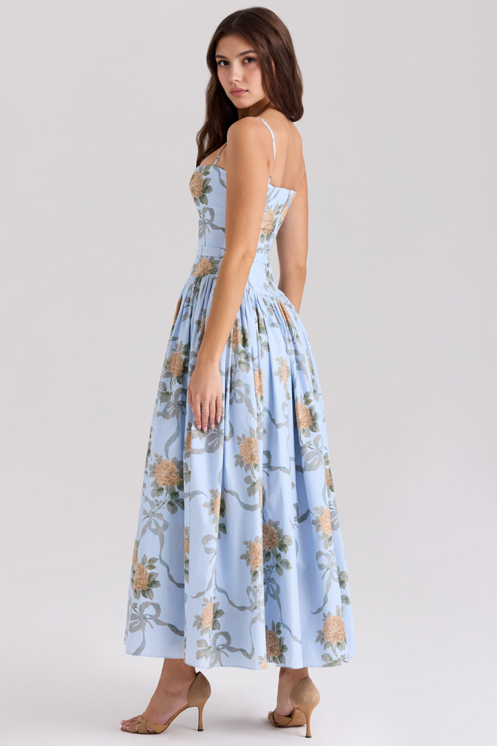 Women's Floral Pleated Maxi Dress
