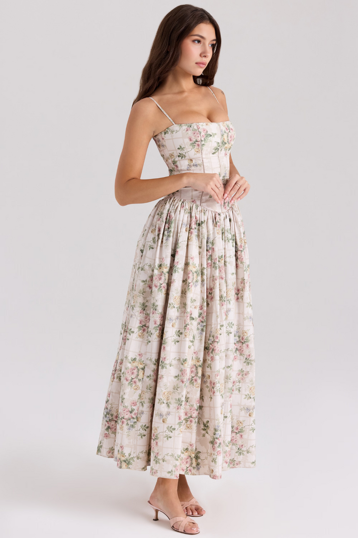 Women's Floral Pleated Maxi Dress