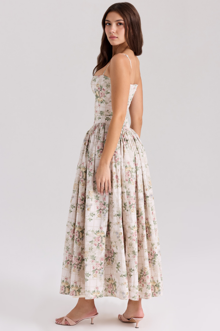 Women's Floral Pleated Maxi Dress