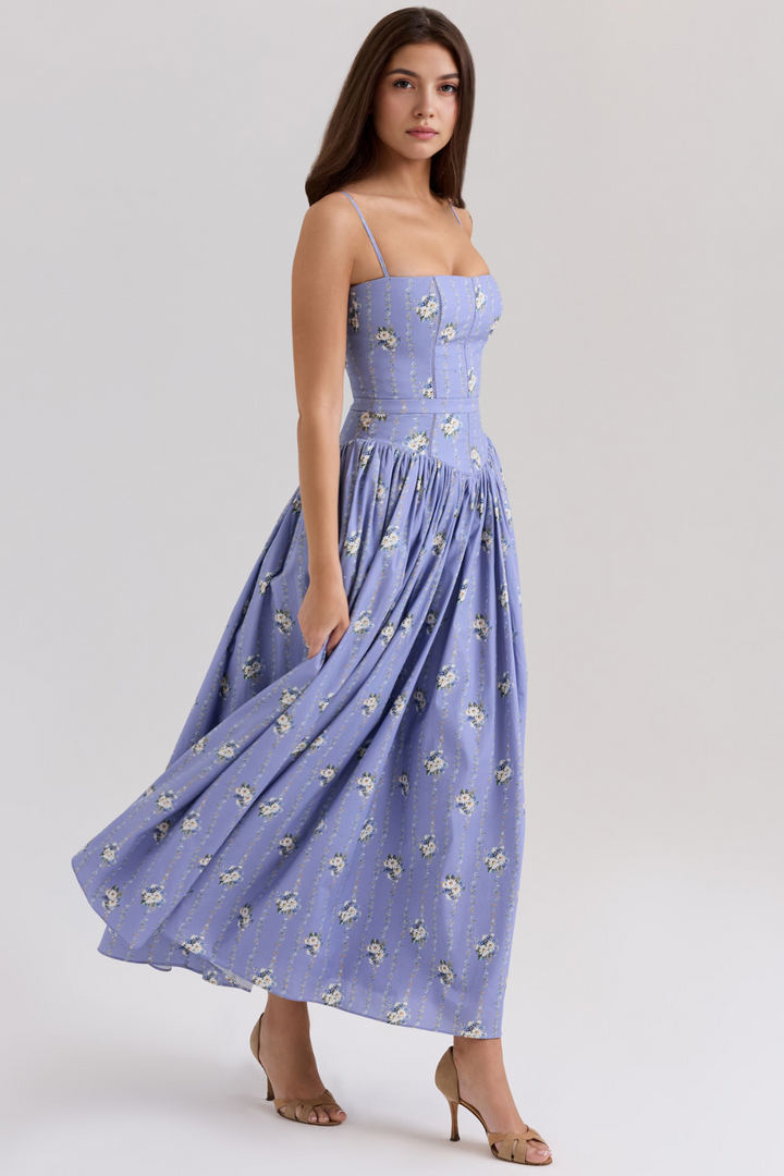 Women's Floral Pleated Maxi Dress