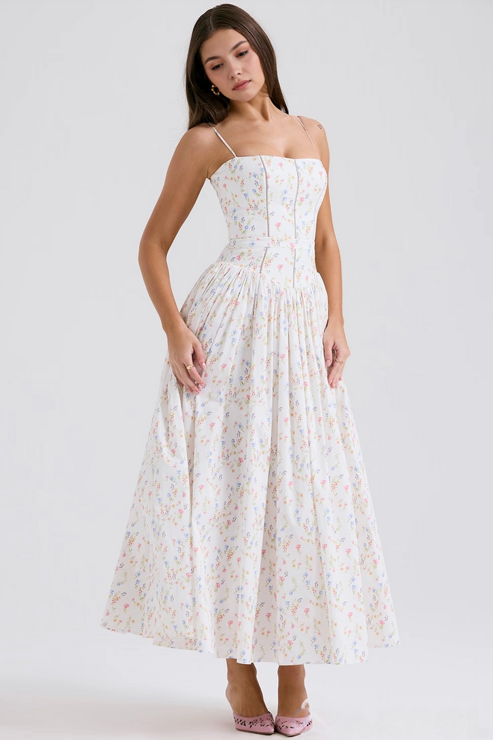Women's Floral Pleated Maxi Dress