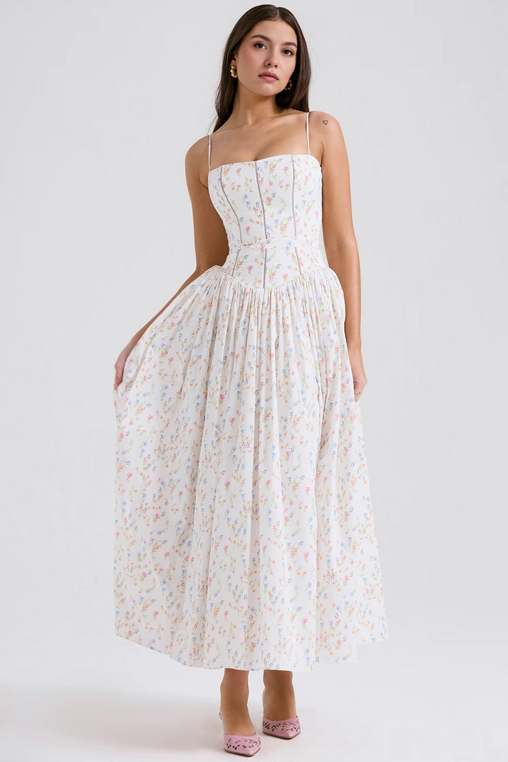 Women's Floral Pleated Maxi Dress