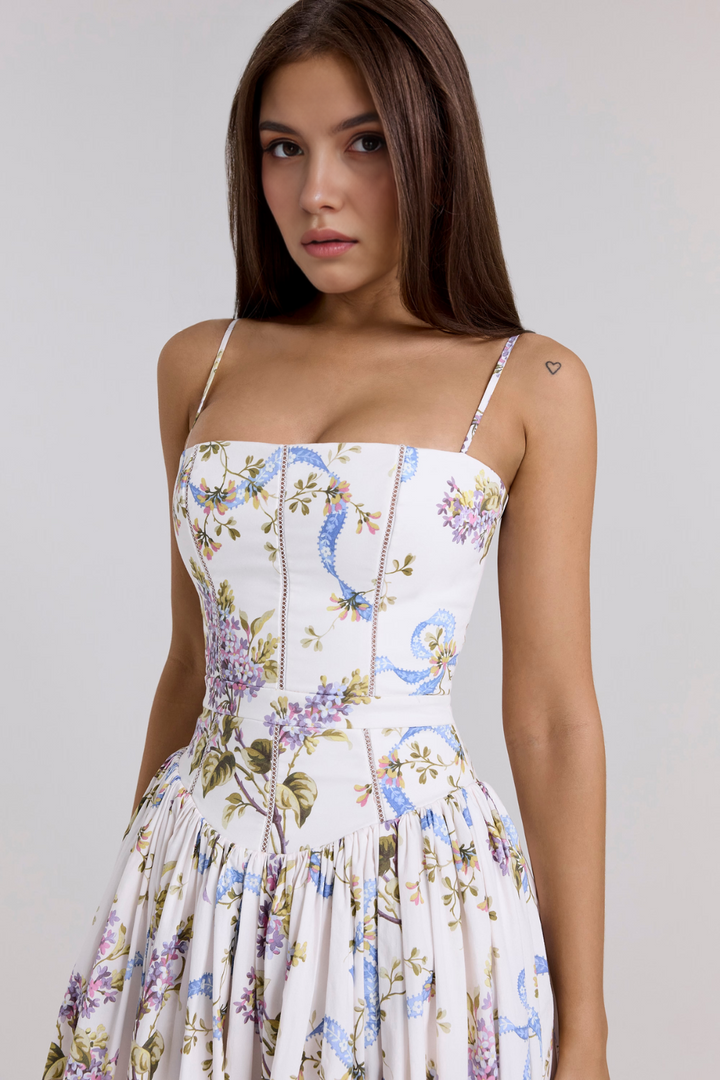 Women's Floral Pleated Maxi Dress