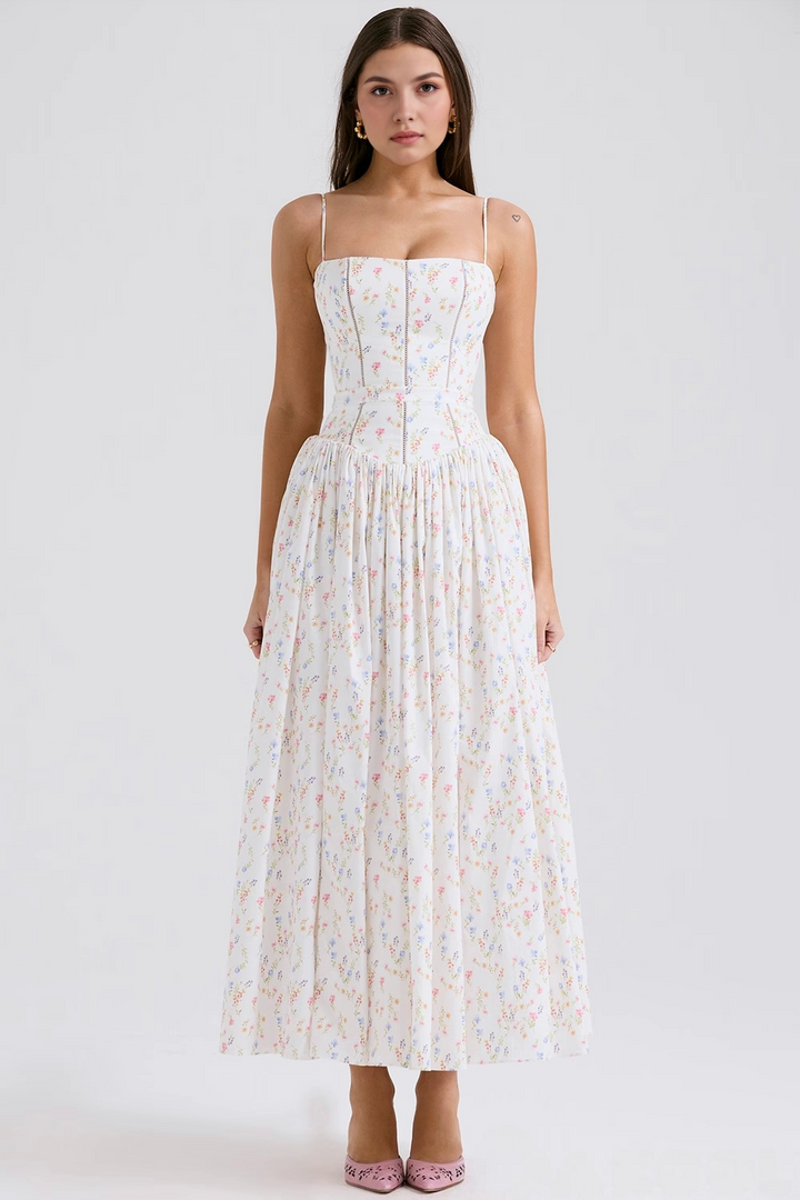 Women's Floral Pleated Maxi Dress