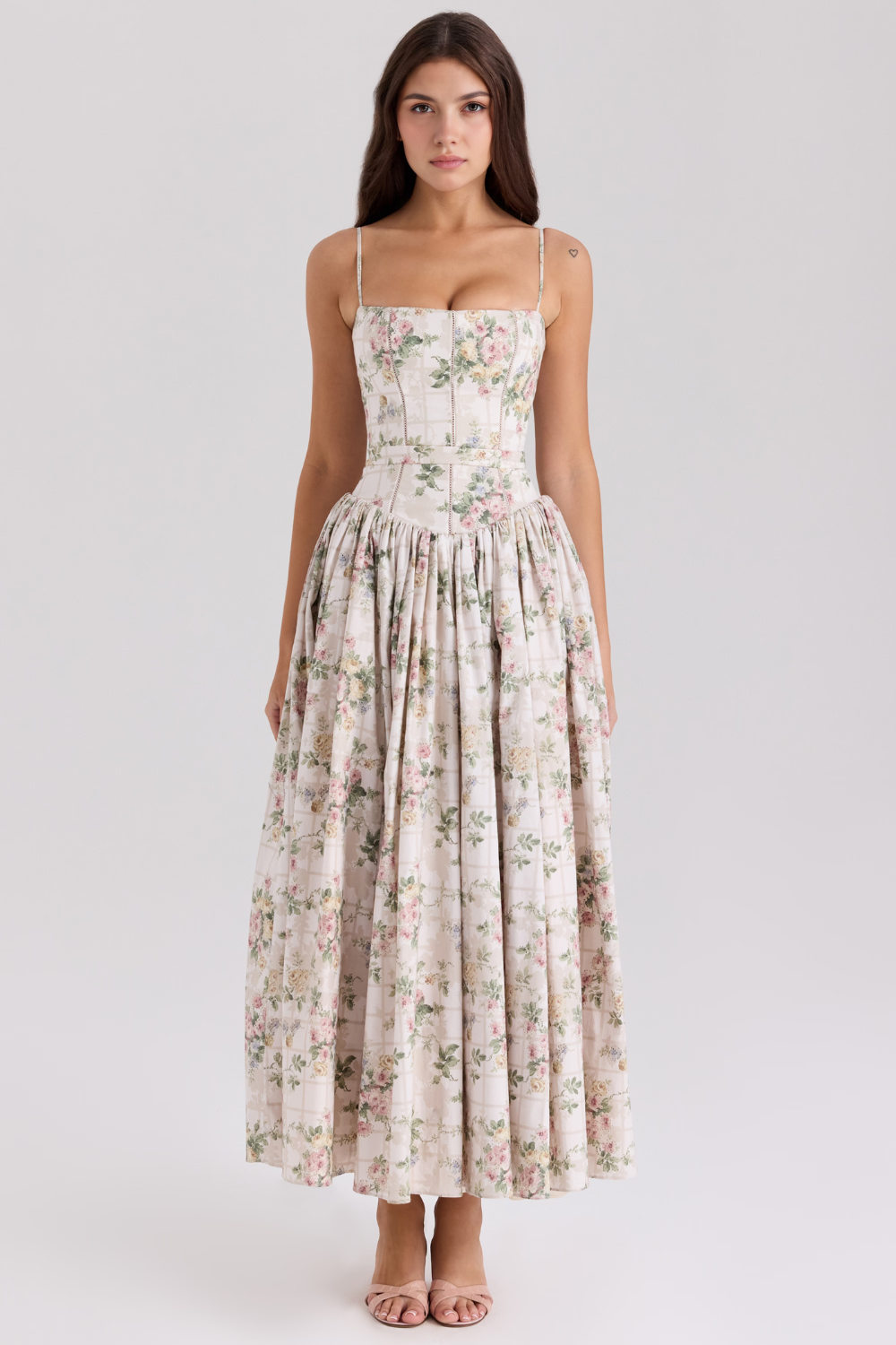 Women's Floral Pleated Maxi Dress