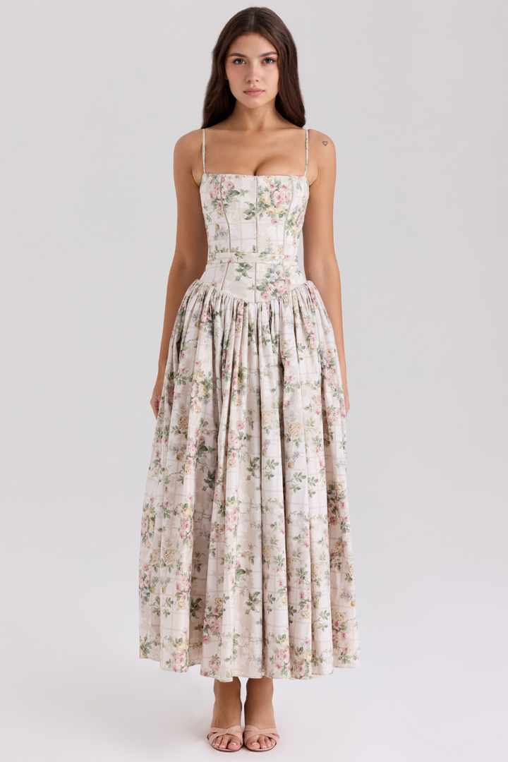 Women's Floral Pleated Maxi Dress