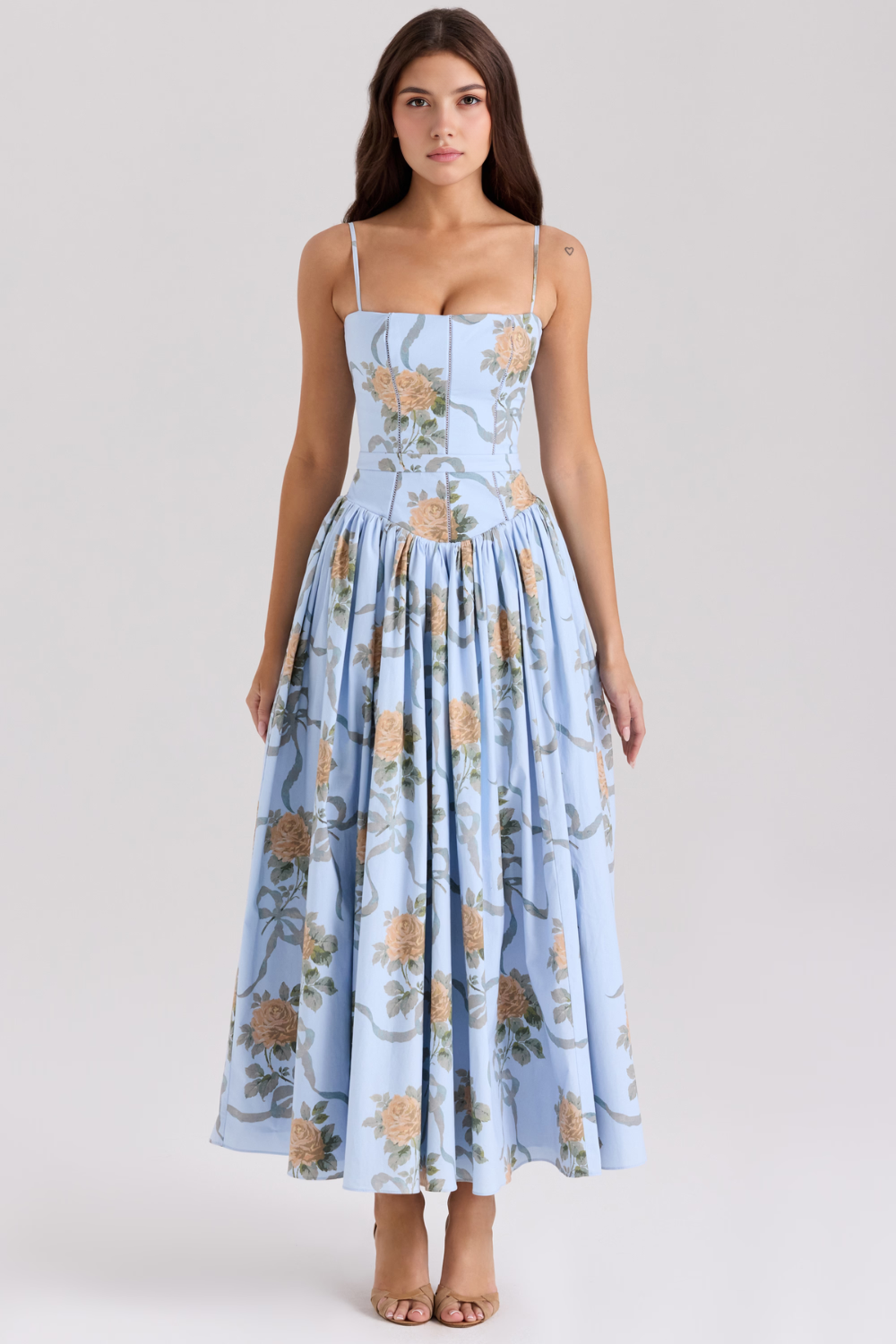 Women's Floral Pleated Maxi Dress