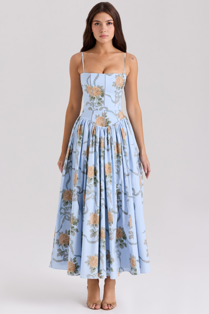 Women's Floral Pleated Maxi Dress