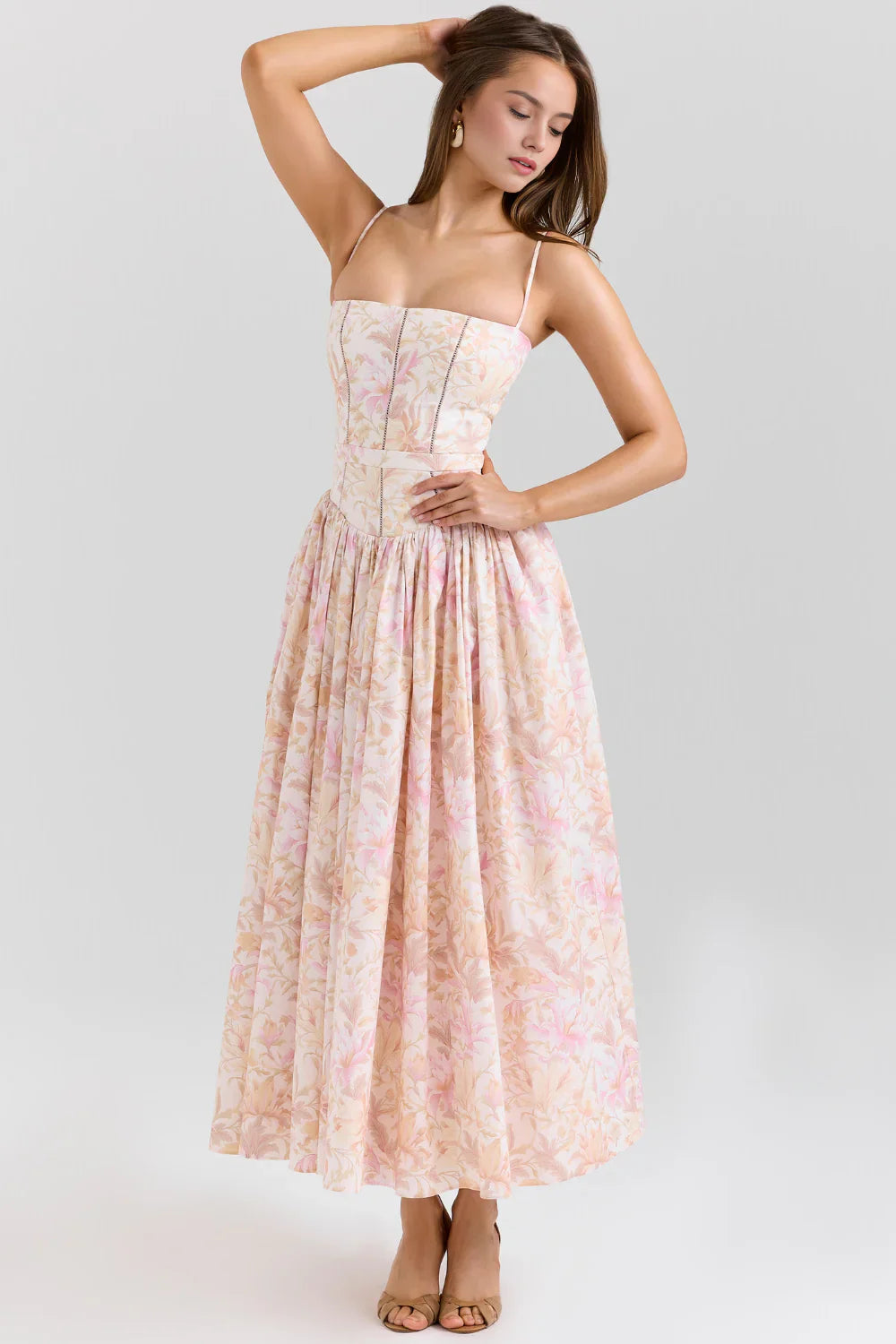 Women's Floral Pleated Maxi Dress