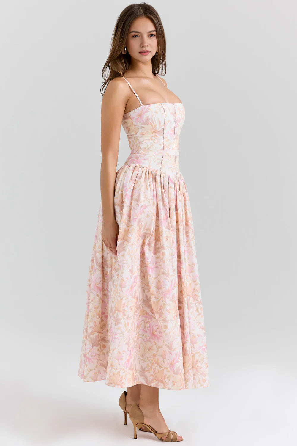 Women's Floral Pleated Maxi Dress