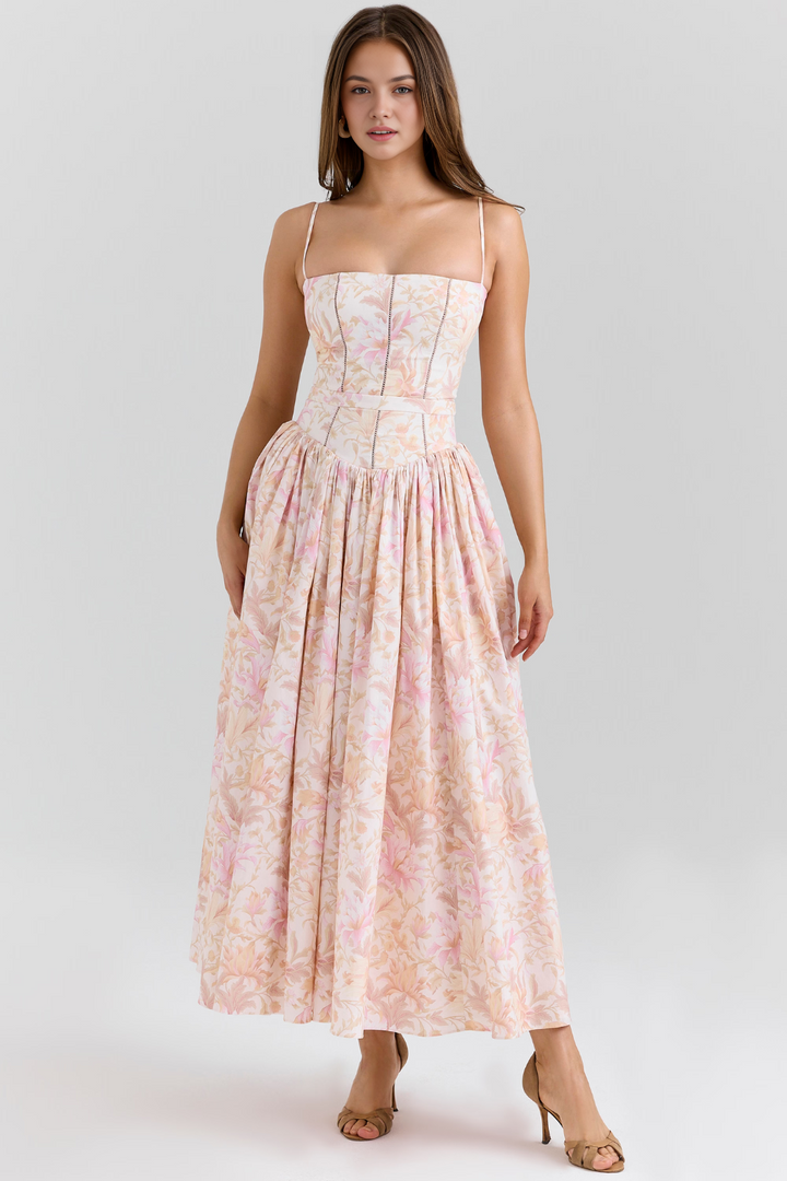 Women's Floral Pleated Maxi Dress