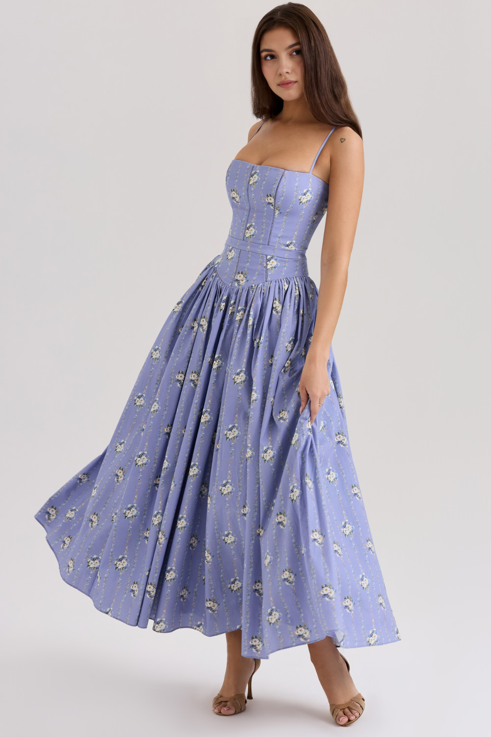 Women's Floral Pleated Maxi Dress