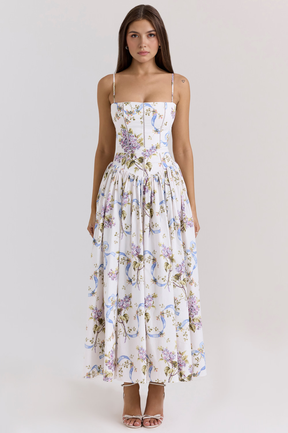 Women's Floral Pleated Maxi Dress