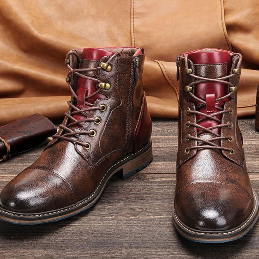 Lennox | Men's Leather Cap-Toe Lace-Up Ankle Boots