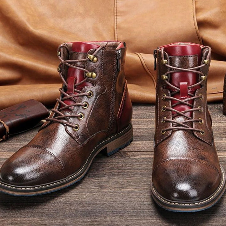 Lennox | Men's Leather Cap-Toe Lace-Up Ankle Boots