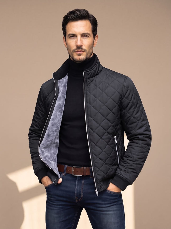 Rhys | Men's Diamond-Quilted Fleece-Lined Zip-Up Winter Jacket