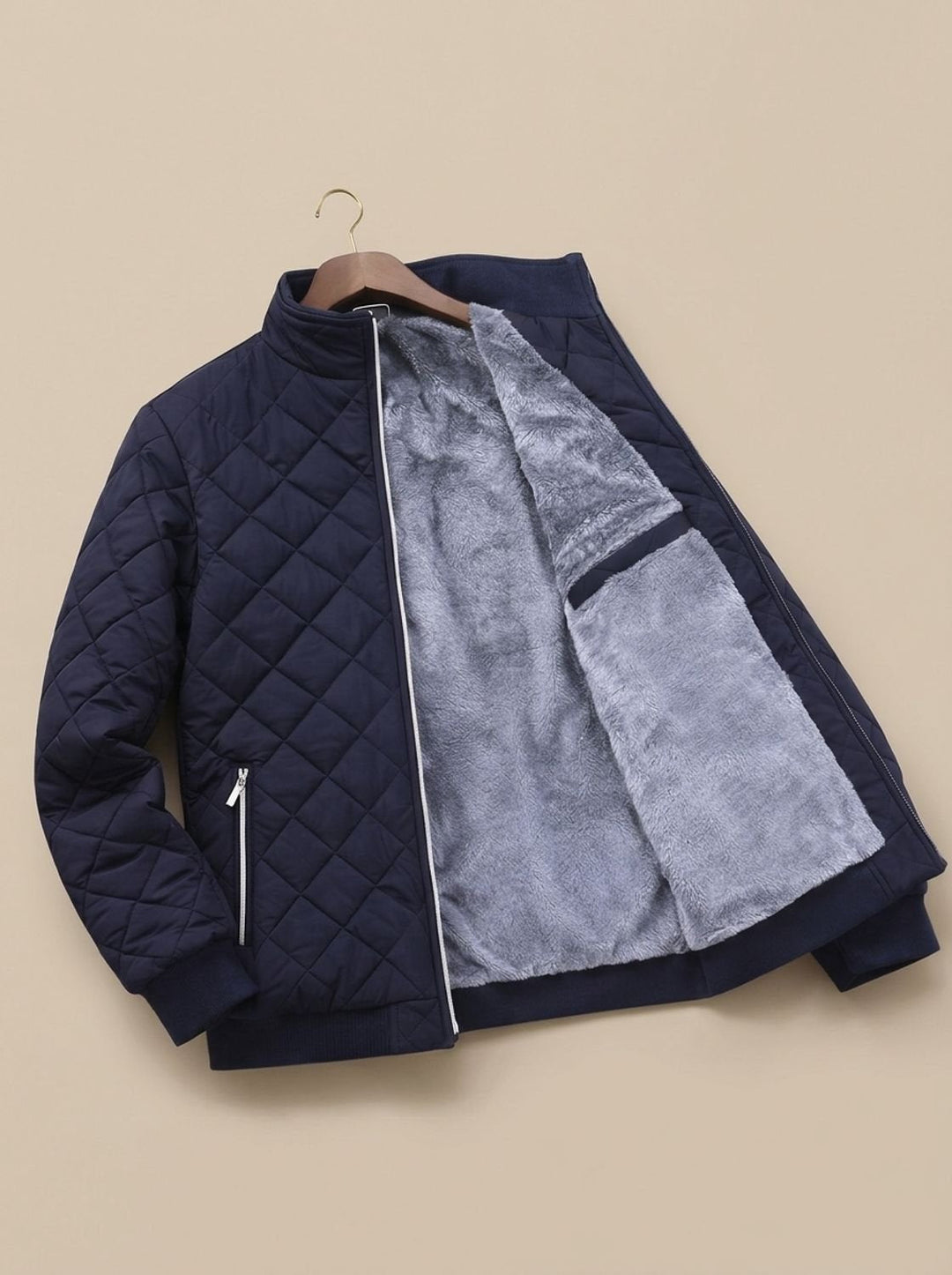 Rhys | Men's Diamond-Quilted Fleece-Lined Zip-Up Winter Jacket