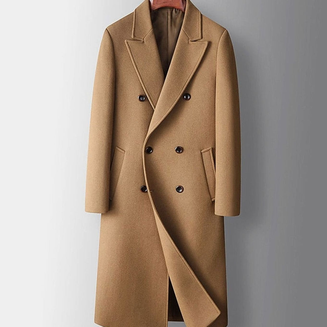 Taliesin | Men's Long Tailored Double-Breasted Wool Overcoat