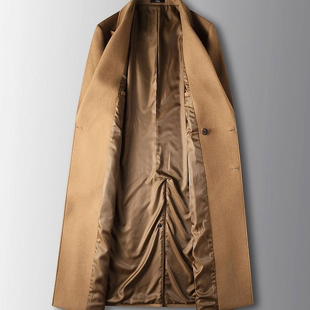 Taliesin | Men's Long Tailored Double-Breasted Wool Overcoat
