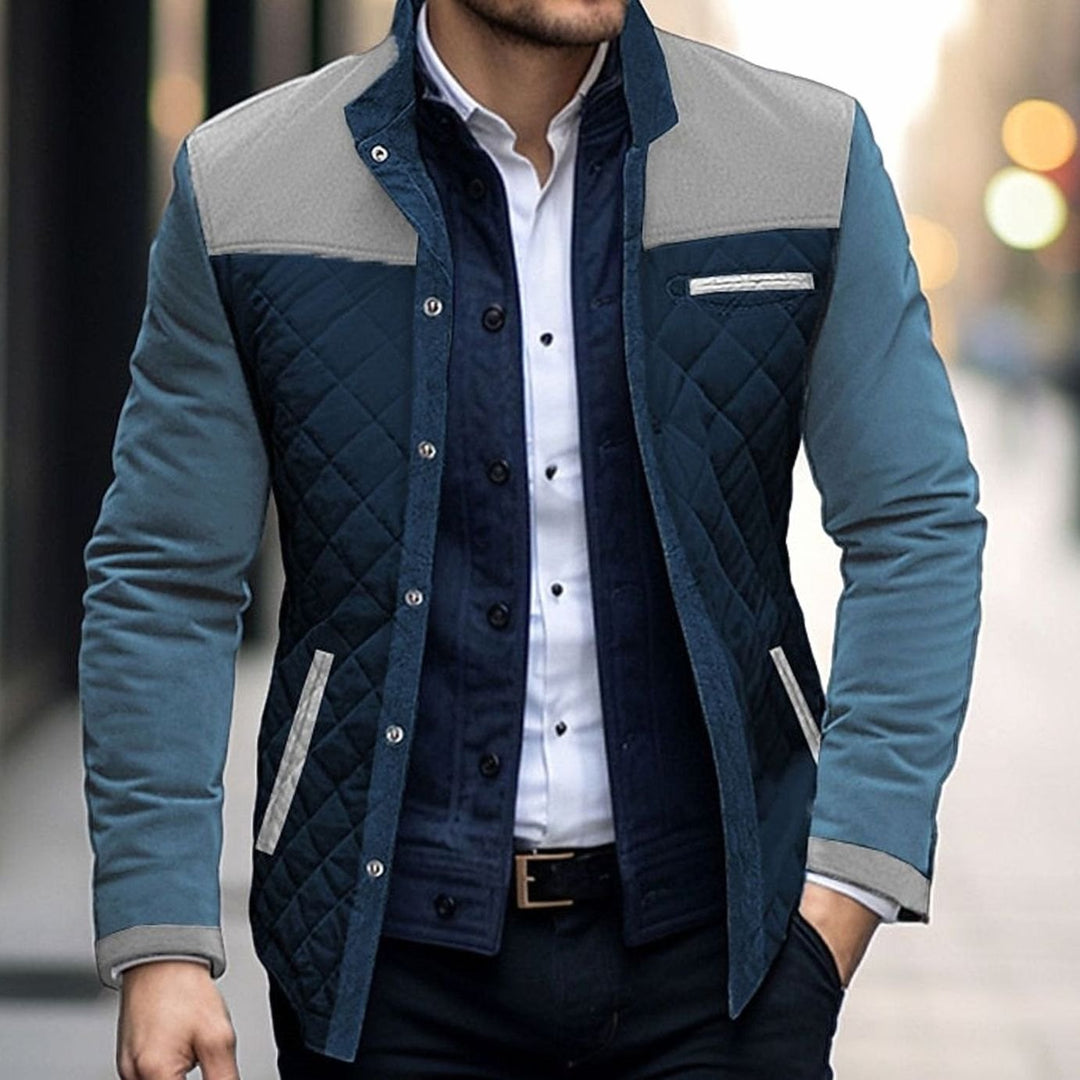 Griffith | Men's Colour Block Quilted Stand Collar Jacket