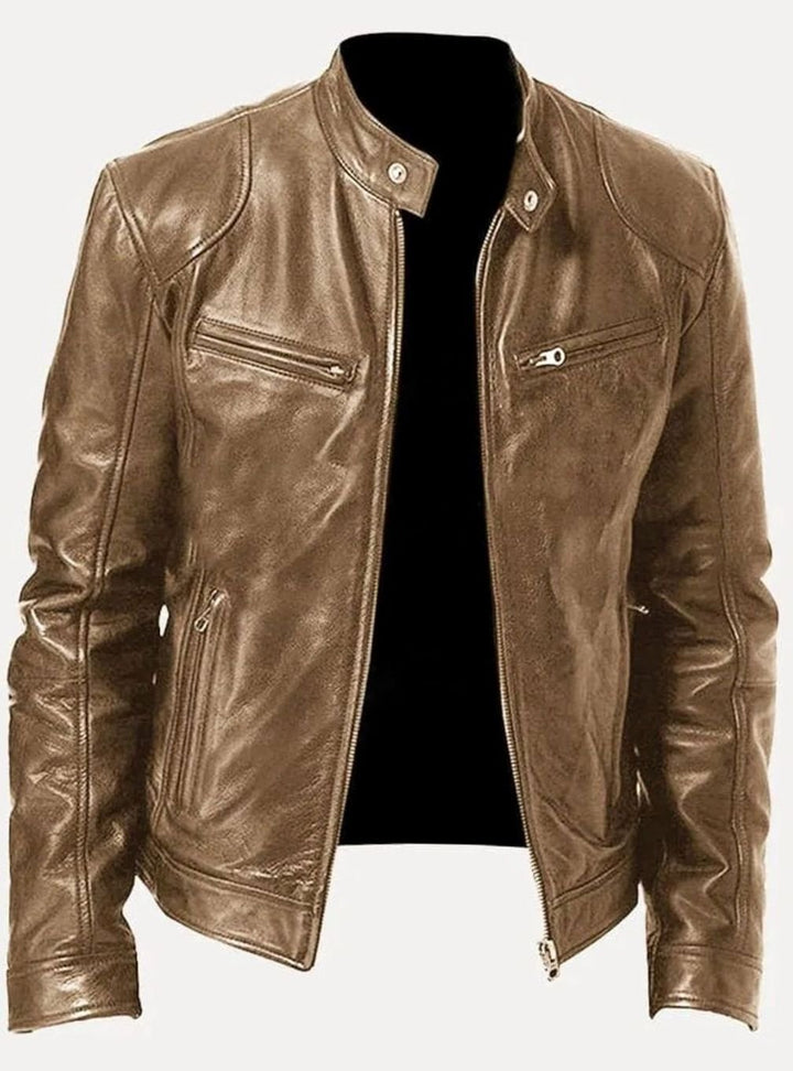 Charlie | Men's Slim Fit Leather Biker Jacket