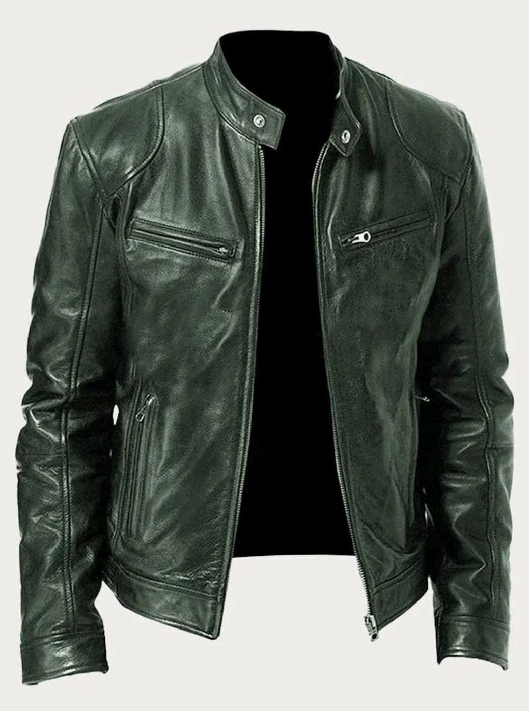 Charlie | Men's Slim Fit Leather Biker Jacket