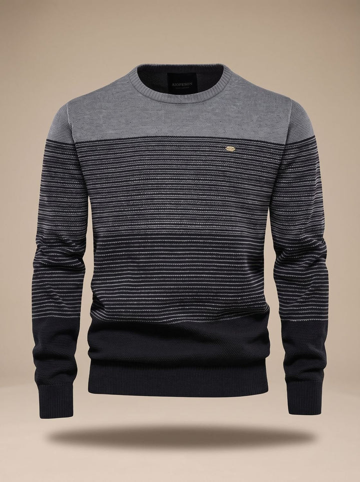 Tate | Men's Striped Colour Block Crew Neck Knit Jumper