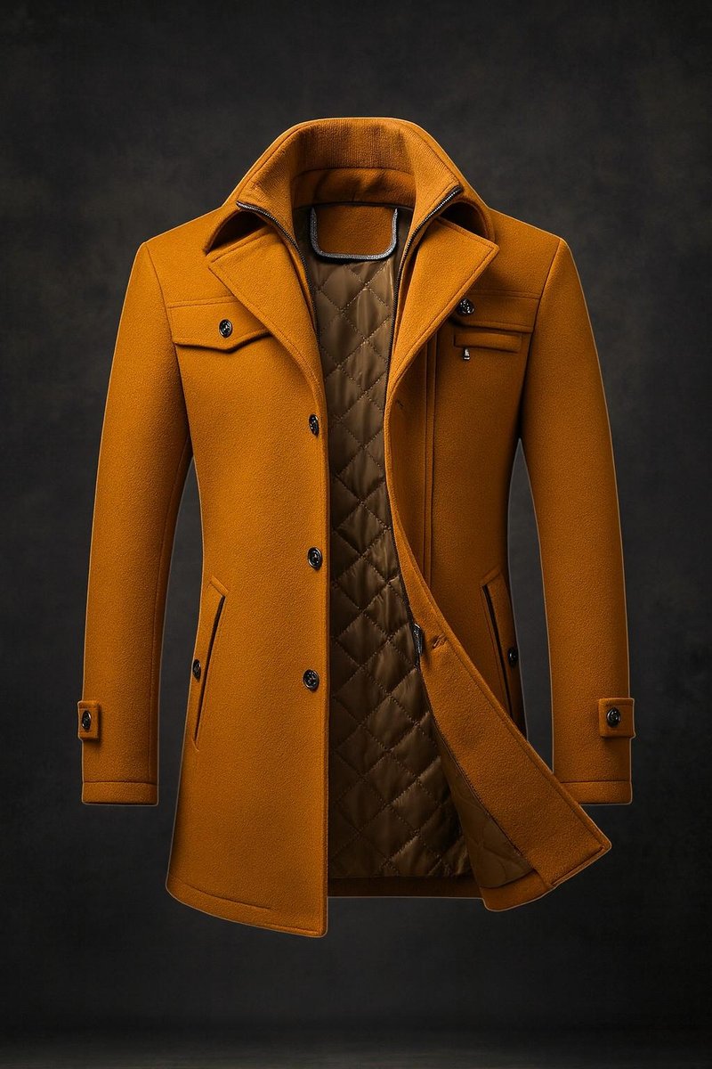 Ivor | Men's Wool Quilted-Lined Double Collar Overcoat