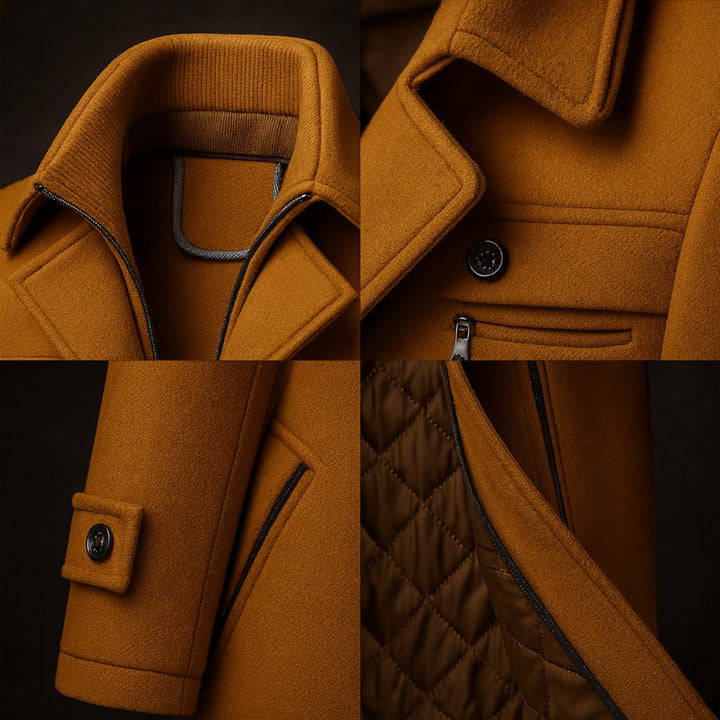 Ivor | Men's Wool Quilted-Lined Double Collar Overcoat