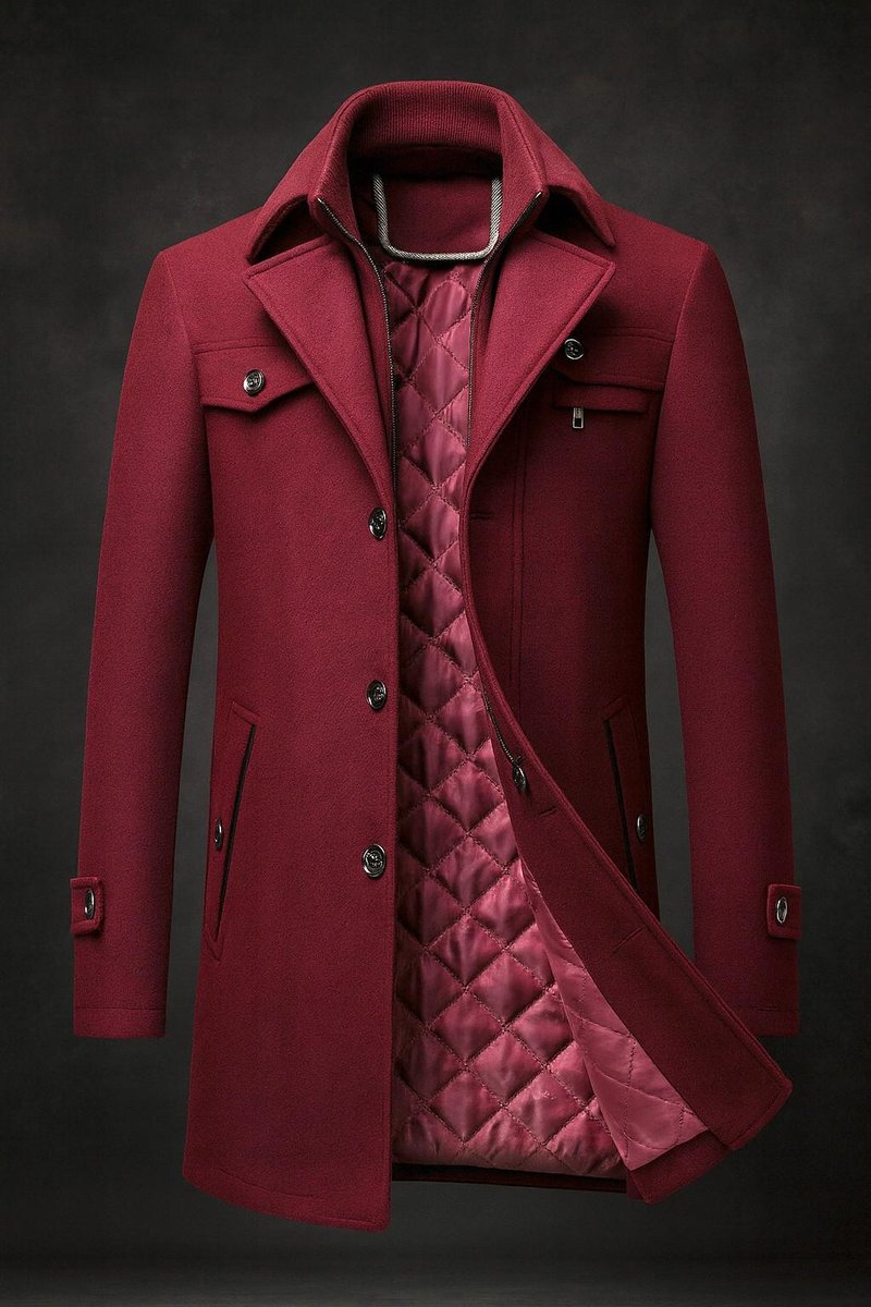 Ivor | Men's Wool Quilted-Lined Double Collar Overcoat
