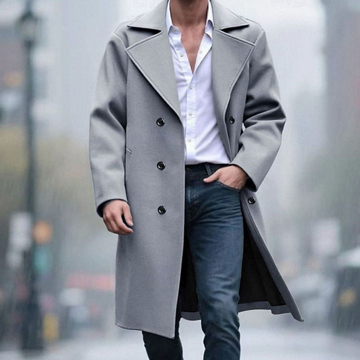 Steffan | Men's Wool Double-Breasted Tailored Long Overcoat