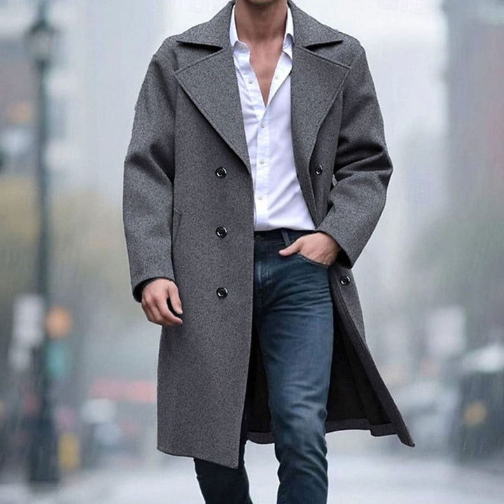 Steffan | Men's Wool Double-Breasted Tailored Long Overcoat