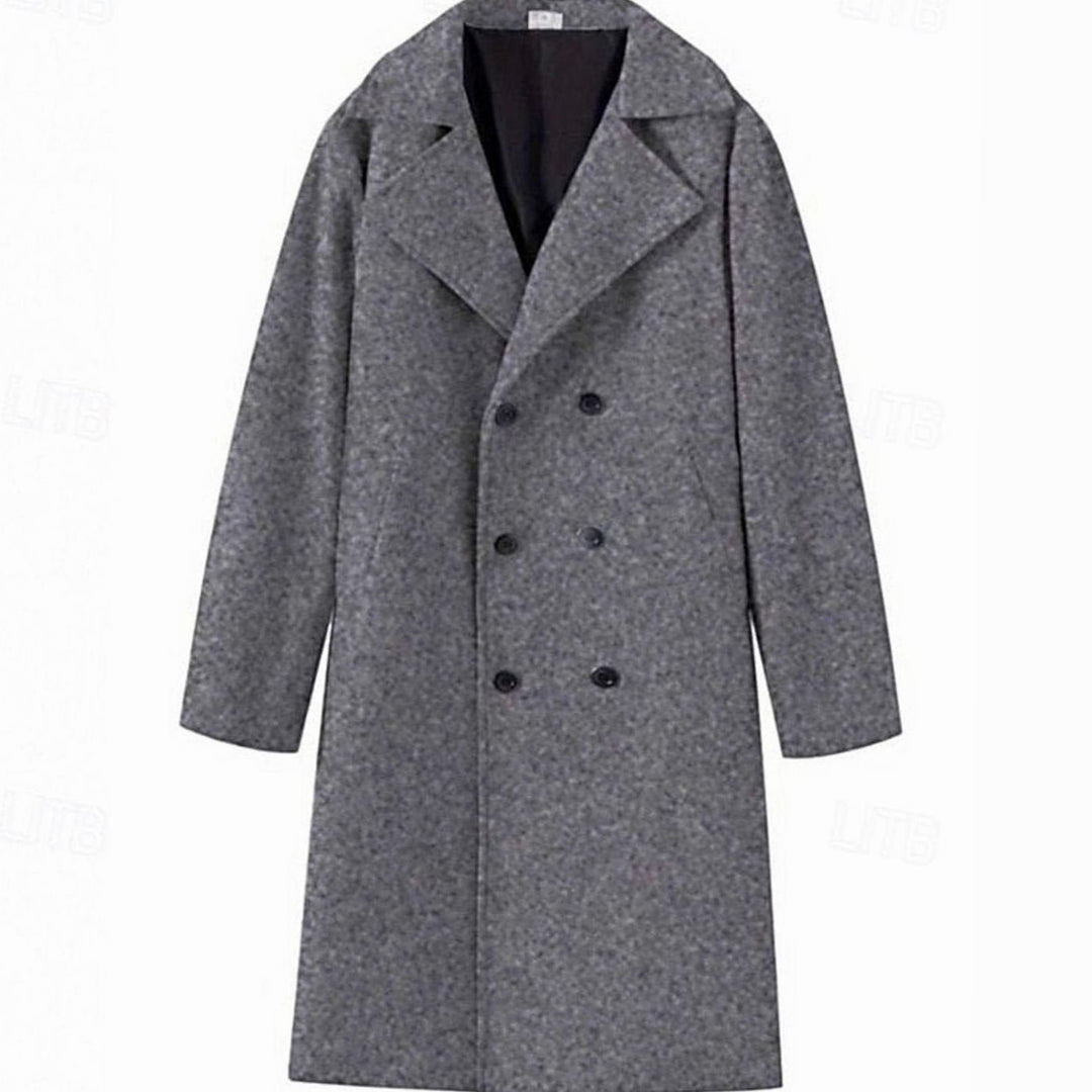 Steffan | Men's Wool Double-Breasted Tailored Long Overcoat