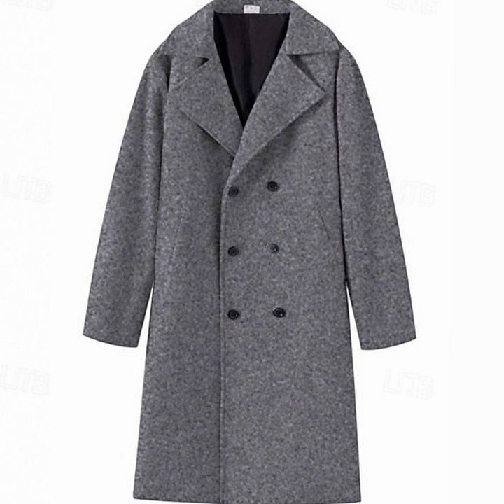Steffan | Men's Wool Double-Breasted Tailored Long Overcoat