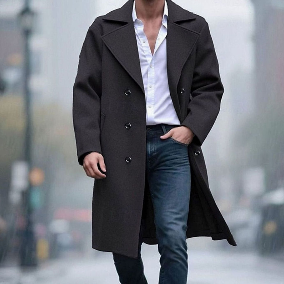 Steffan | Men's Wool Double-Breasted Tailored Long Overcoat