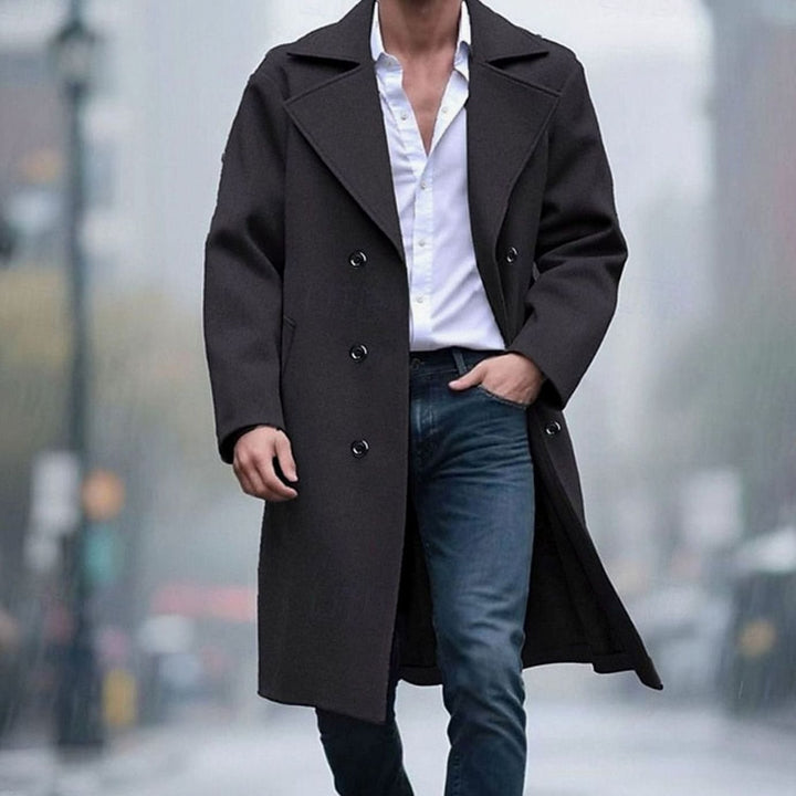 Steffan | Men's Wool Double-Breasted Tailored Long Overcoat