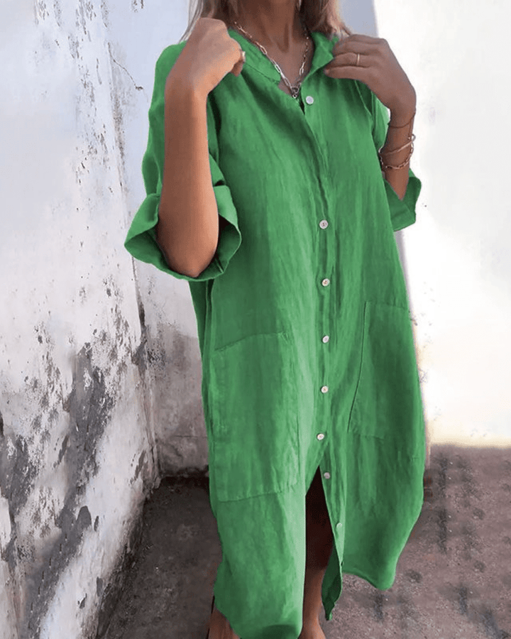 Women's Boho Midi Shirt Dress