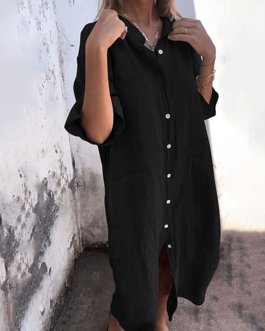 Women's Boho Midi Shirt Dress