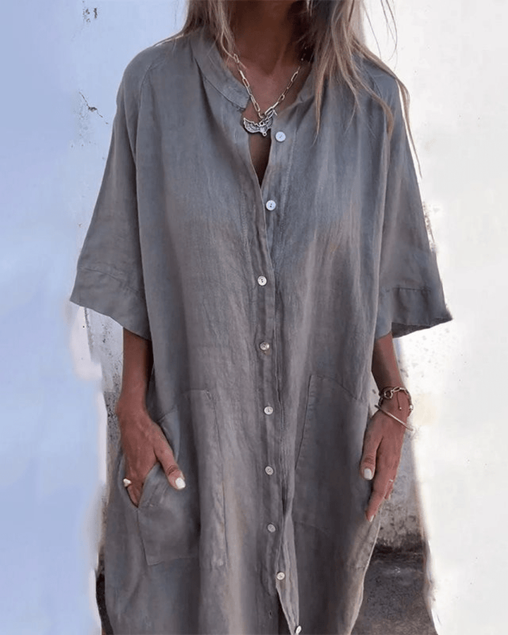 Women's Boho Midi Shirt Dress