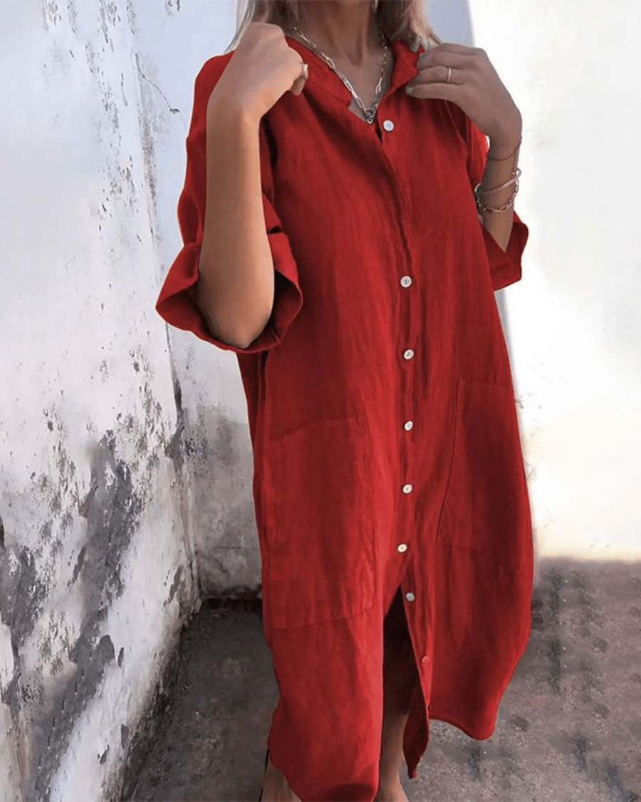 Women's Boho Midi Shirt Dress