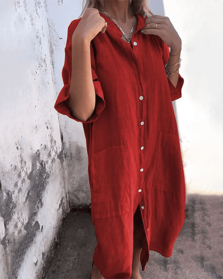 Women's Boho Midi Shirt Dress