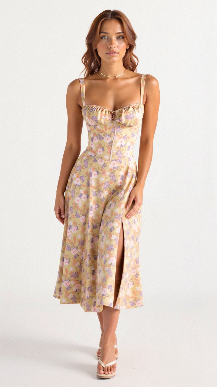 Women's Wedding Guest Bustier Maxi Dress