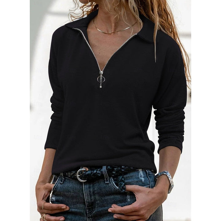 Rachael | Women's Relaxed Fit Quarter-Zip Collared Top