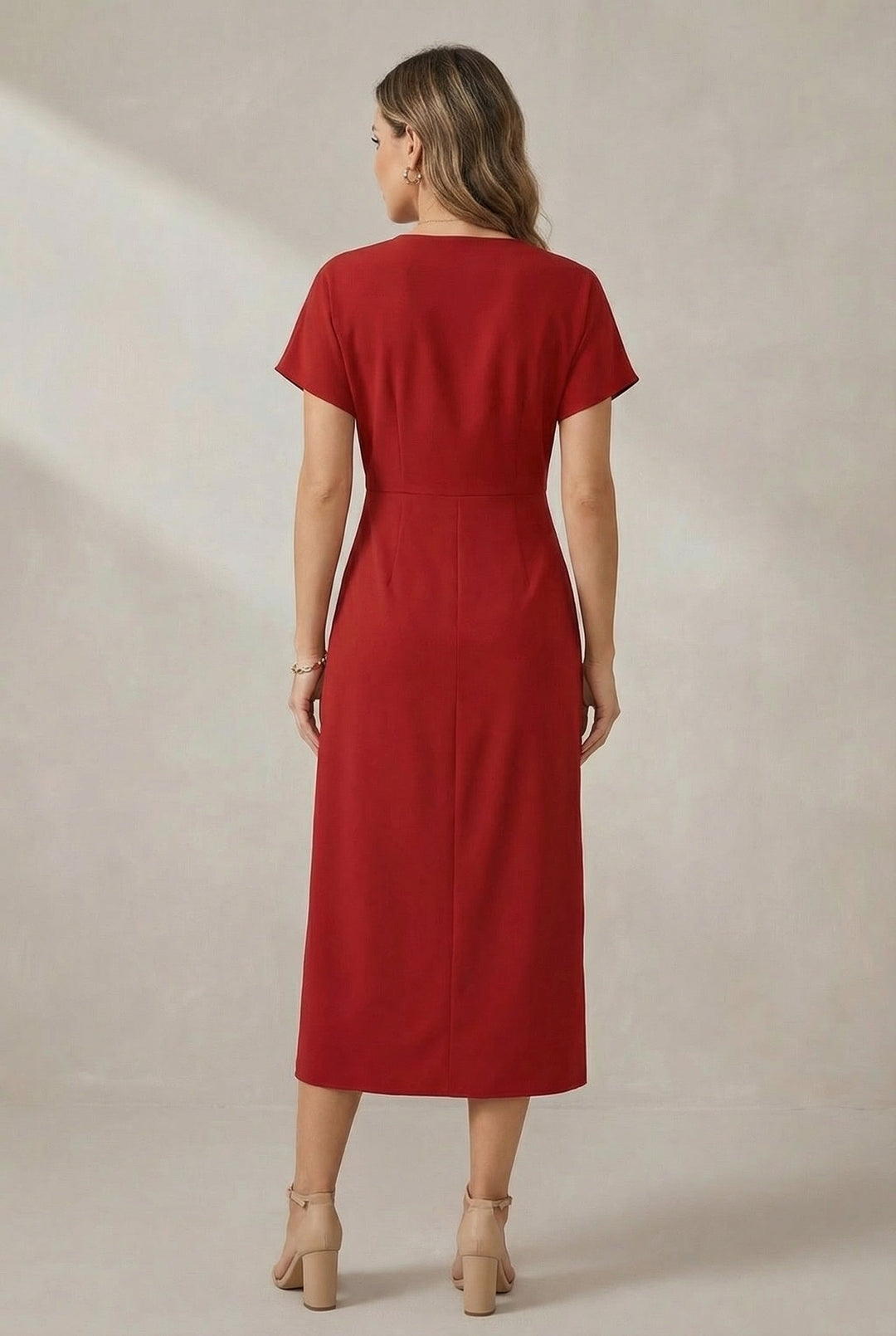 Women's Casual V Neck Midi Dress