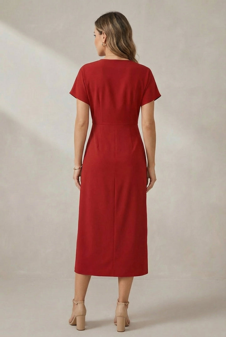 Women's Casual V Neck Midi Dress