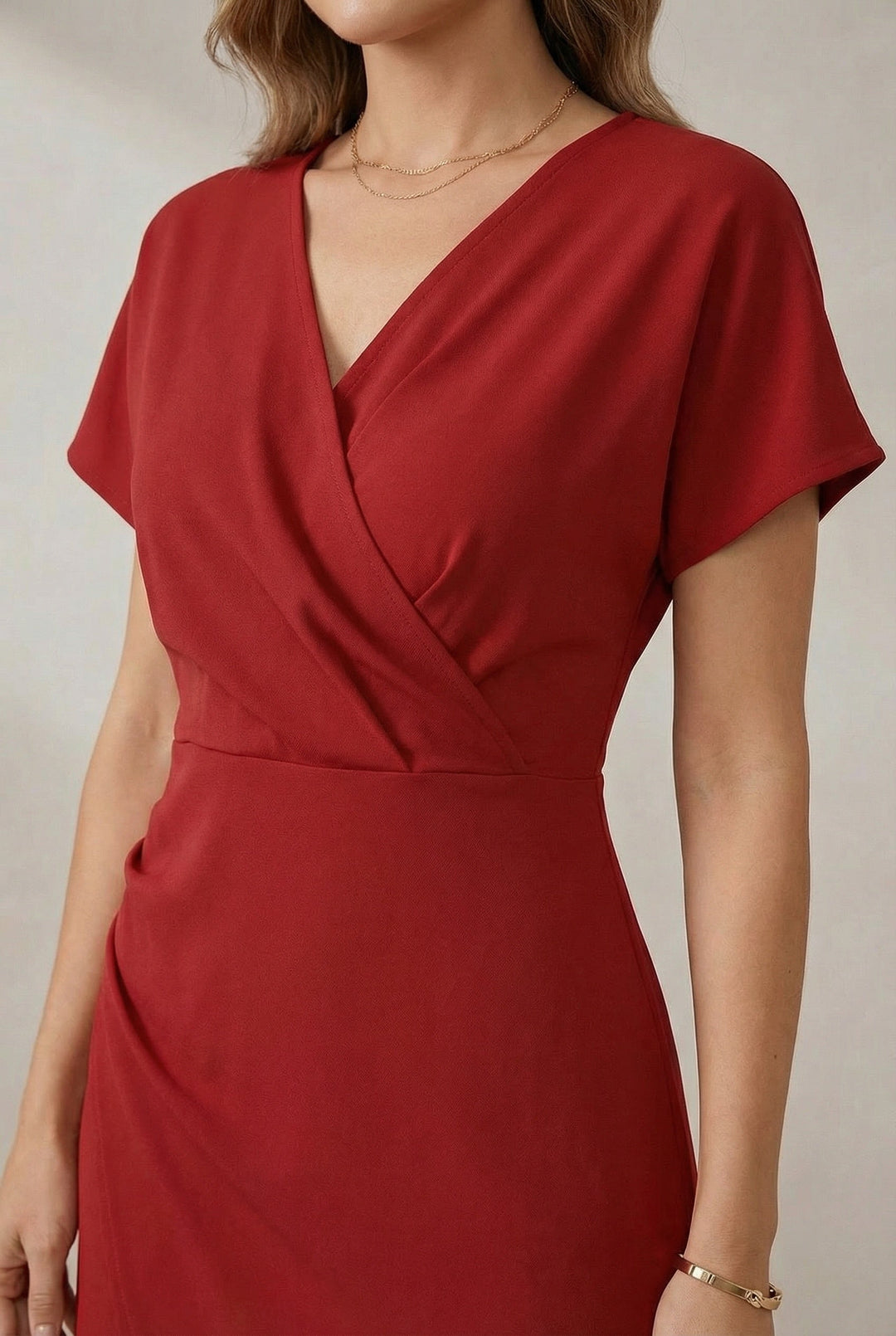 Women's Casual V Neck Midi Dress